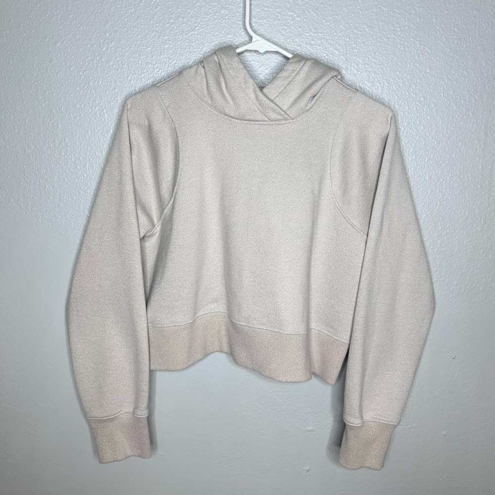 Lululemon Bone Gold Sparkle Cropped Pullover Hoodie - Picture 4 of 10